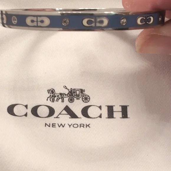 Coach Navy and Silver Logo Bangle - Picture 4 of 5